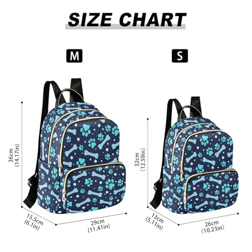 Image of Paw Print and Bone Mini Backpack Fashion Backpack Purse for Women,Handbag Shoulder Bag Casual Daypack, Ladies Gift for College Work (M)