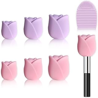 6 Pack Makeup Brush Holder Size 3 Silicone Makeup Brush Travel Makeup Brush Cover Reusable Makeup Brush Protector Protective Brush Makeup Organizer Comes With Makeup Brush Cleaning Pad