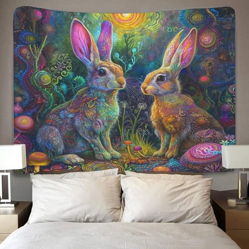 Tenture murale lapin 3D grand format en tissu de décoration - 4