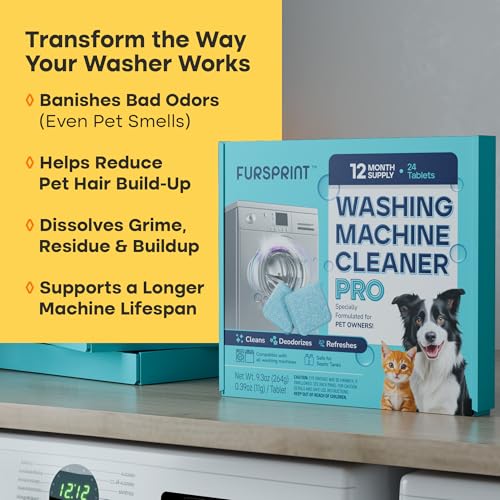 washing machine cleaner tablets - 24 pack for a 12 month supply formulated for pet owners compatible with he top amp front load easily removes residue grime value brand by uproot clean