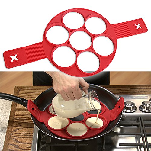 High-Season Pancake Maker Nonstick Cooking Tool Egg Ring Maker Pancakes Cheese Egg Cooker Pan Flip Eggs Mold Kitchen Baking Accessories (Round)