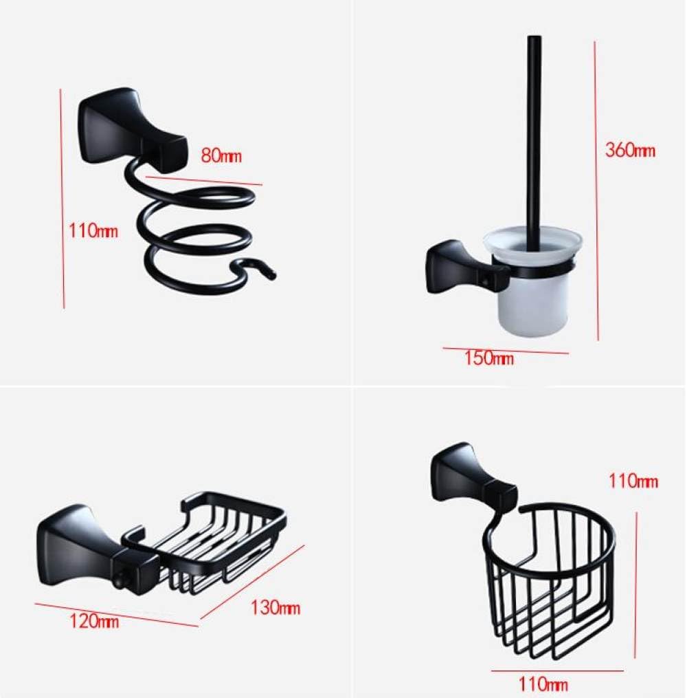 Accesorios de baño Soporte para Toallas Soporte para Papel, Estante de Esquina, Toallero, Soporte para cepillos de baño Herrajes de baño Negros de Aluminio, Soporte para secador de Pelo