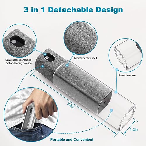 4 Pack Screen Cleaner 3-in-1 Touchscreen Mist Cleaner Spray and Microfiber Cloth Built-in Cleaning Solution Portable Reusable Fingerprint-Proof Spray Bottle for Phone Laptop iPad TV Monitor Car Screen - Image 3