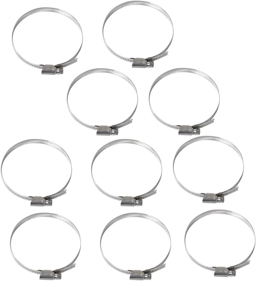 10Pcs Adjustable 70-90mm Range Stainless Steel Worm Gear Hose Clamps Kit