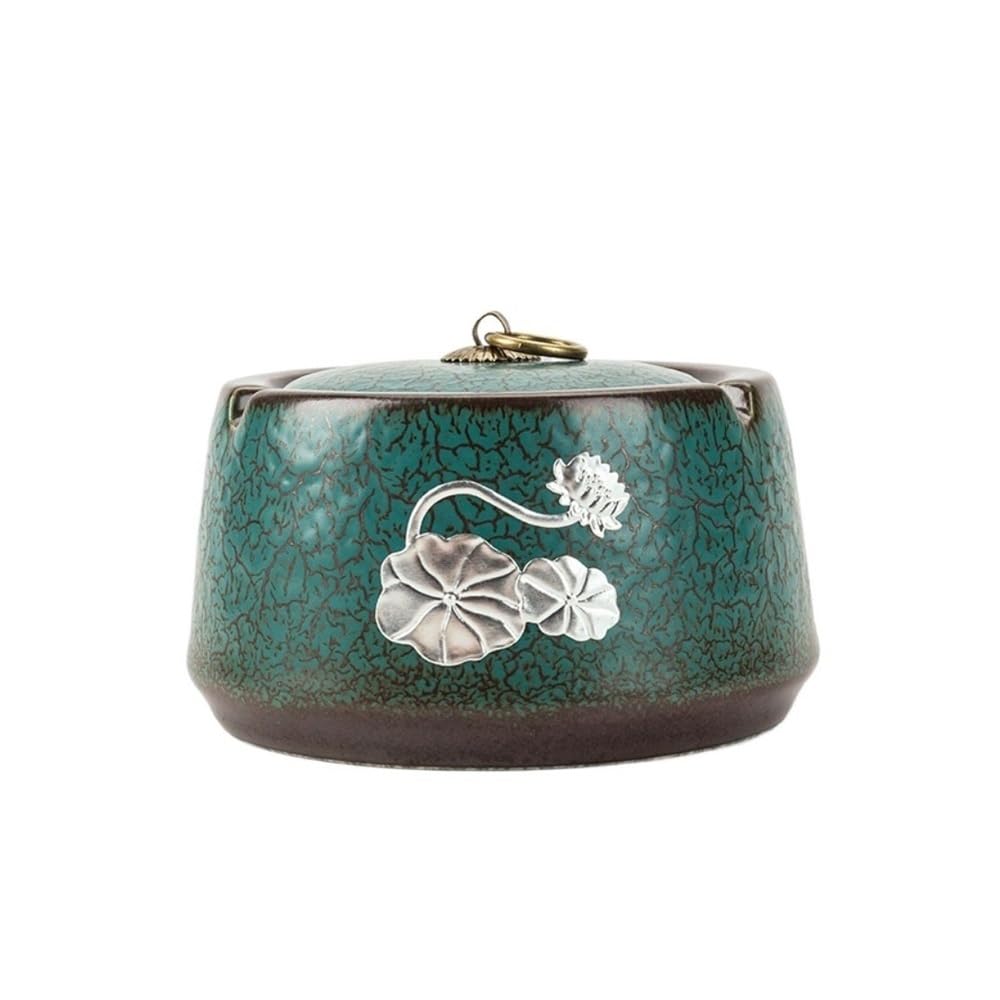 Ashtrays Ceramic ashtray with lid multifunctional windproof dust creative personality peacock green household living room ashtray