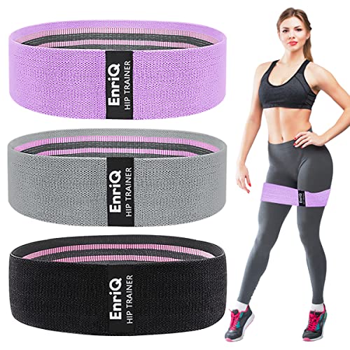 EnriQ Booty Bands Fabric Resistance Bands for Legs and Butt Cloth Hip Bands Workout Exercise Bands 3 Set Women Men Stretch Exercise Loops Thick Wide Non Slip Bootie Band