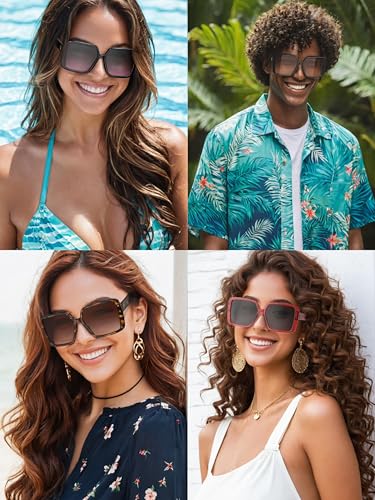 VISOONE Oversized Square Sunglasses Womens Big Large Wide Designer Trendy Fashion Accessories UV400 Protection Shades Harvard3