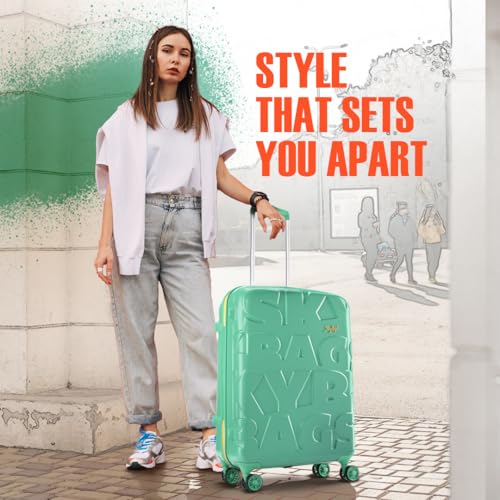 Image of Skybags Graphiq Check-in 66 cm(Medium) Polycarbonate 8 Spinner Wheels Trolley Bags for Travel Hard Case Luggage, Lightweight Bag with TSA Lock & Scratch Resistant with 5 Years Warranty (Marine Green)