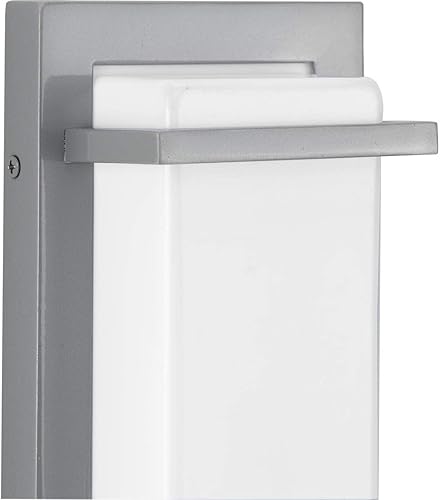 Miniatura 6 de Progress Lighting Z-1080 Colección LED 1-Luz Blanco Acrílico Sombra Moderno Aplique de Pared Pequeño para Exteriores Gris Metálico