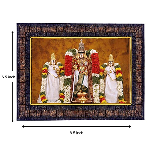 Image of Hawai Lord Venkateshwara Tirupati Balaji Lakshmi Photo Frame, Size-8.5x7inch | Engineered Wood Wall Hanging Home Decor Religious Frame | SFDI291BLKFRM