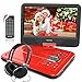 12.5 Inch Portable DVD Player with 4 Hour Rechargeable Battery,10.5" Swivel Screen, USB/SD Slot (RED)