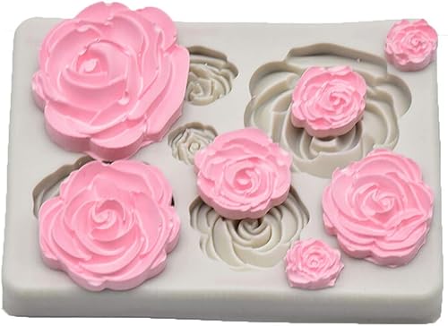 Miniatura 2 de Tvoip Molde de silicona de flor de rosa, 2 piezas, molde de fondant, herramientas de decoración de pasteles, molde de chocolate, para hornear,