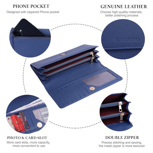 Image of Steve Jhonson Leather Wallet for Women - Mini Hand Purse with Card Holder - Women Stylish Clutch Purse - Cute Mini Ladies Wallet for Daily Use - Fancy Ladies Purse with Slim Design (Blue)