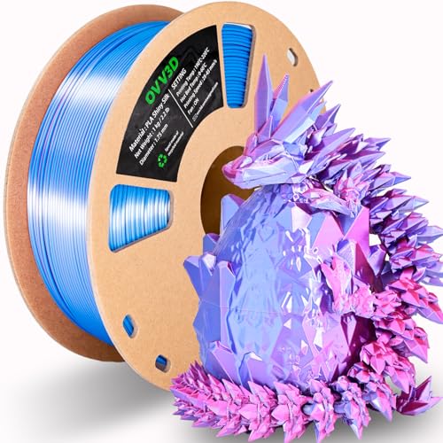 Image of OVV3D PLA Filament 1.75mm, Silk PLA Dual Color Filament, Sky Blue and Rose Red Coextrusion Filament, Multi Color Change 3D Printing Materials + /-0.02mm, 1kg /2.2lb