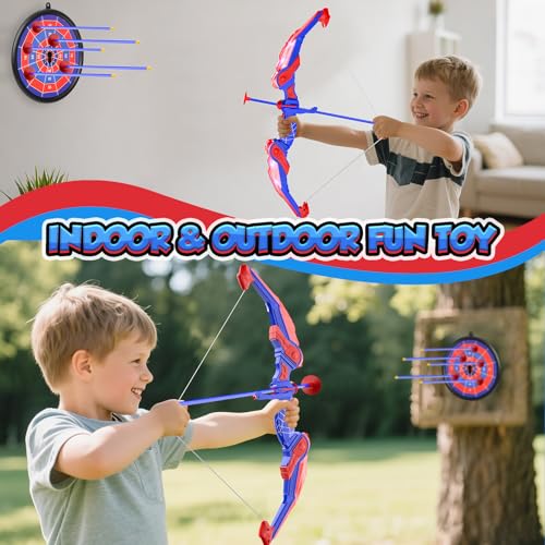 Joozmui Bow and Arrow Set Kids with LED Lighting, Boys Toys Age 3 4 5 6 7 8 9 10 11 12, Kids Garden Toys for 3-12 Year Old Boys Including Bow, Quiver, 10 Arrows, Hanging Target and 3 Score Targets - Image 5