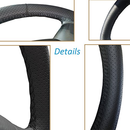Onerbuy Universal Leather Car Steering Wheel Stitch On Wrap Cover Diy Sewing Breathable And Anti Slip, Maximum For 15-Inch Diameter Car Steering Wheel (Black) #TOP2