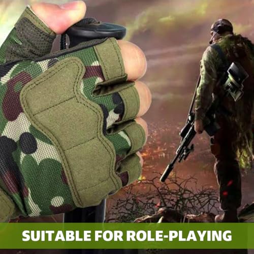 Image of Proberos Riding Gloves for Bikers Men & Women, Anti-Slip Adjustable Wrist Support Gloves, Breathable Fingerless Cycling, for Motorcycle, Gym, Weightlifting, Outdoor Sports, Camouflage (XL)