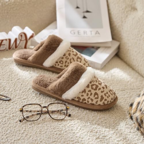 Image of GOEWY Cozy Slippers for Women Indoor and Outdoor Fuzzy House Shoes with Memory Foam Anti-Skid Sole Gifts for Women Mom Ladies