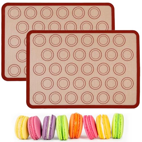 2 Pezzi Tappetino da Forno per Macarons, Grigio Tappetino da Forno Antiscivolo Antiaderente Riutilizzabile per Amaretti Biscotti Pane Pizza Mat