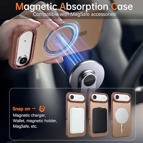 Image of YINLAI for iPhone Air Case 6.5-inch,Magnetic Compatible with MagSafe, Slim Matte Anti-Fingerprint, Shockproof Full Body Military Grade Protection for iPhone Air Cover, Brown