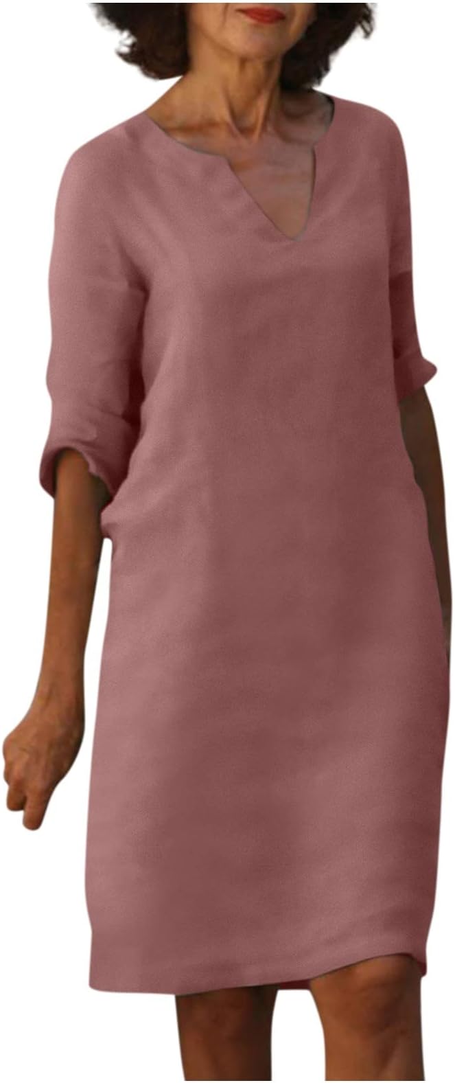OIOLOYJM Plus Size Summer Dresses for Women 2025 Plus Size Dresses for Curvy Women 3/4 Sleeve Casual Boho Kaftan Dresses