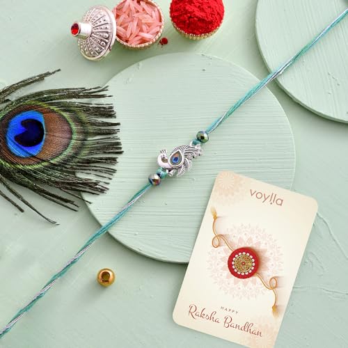 Image of VOYLLA Lord Krishna Motifs Divine Thread Rakhi For Brother|Pack Of 1|Rakhi Special|