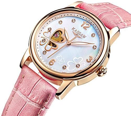 Kassaw Women's Waterproof Automatic Mechanical Watches (Pink Band)
