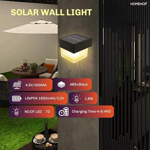 Image of Homehop Solar Light Outdoor Home Garden Wireless Wall Decorative 36 LED | Solar Wall Light Waterproof Automatic Lamp For Balcony, Scone,And Courtyard, Porch ,Pathway with 3 Color Modes (ABS,1800mAh) inch