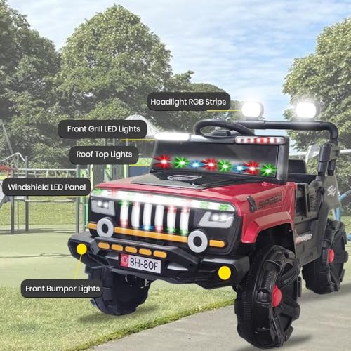 Image of SHAKYA WORLD Battery-Operated Rechargeable Ride-on Car for Kids with Remote Control, 1 to 4 Years, Red