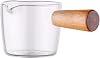Multifunctional Flavored Dish Coffee Mini Milk Pot Glass Sauce Vinegar Plate with Handle Gravy Boat Milk Pan Non-stick Mini Pan Butter Warmer with Wooden Handle Small Cookware