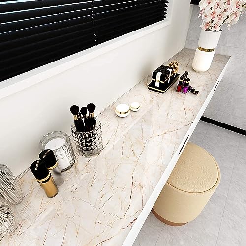 Image of KASHIVAL Self Adhesive Vinyl PVC Wallpaper, Peel-and-Stick Removable, Waterproof & Heat Resistant, Marble Pattern, Cream Marble A31, 60 x 200 cm