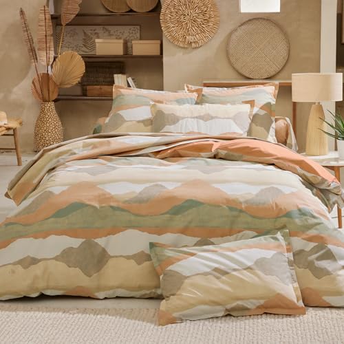 Ropa de cama 300x240 cm 50x70 algodón percal país tiza multicolor 3 piezas