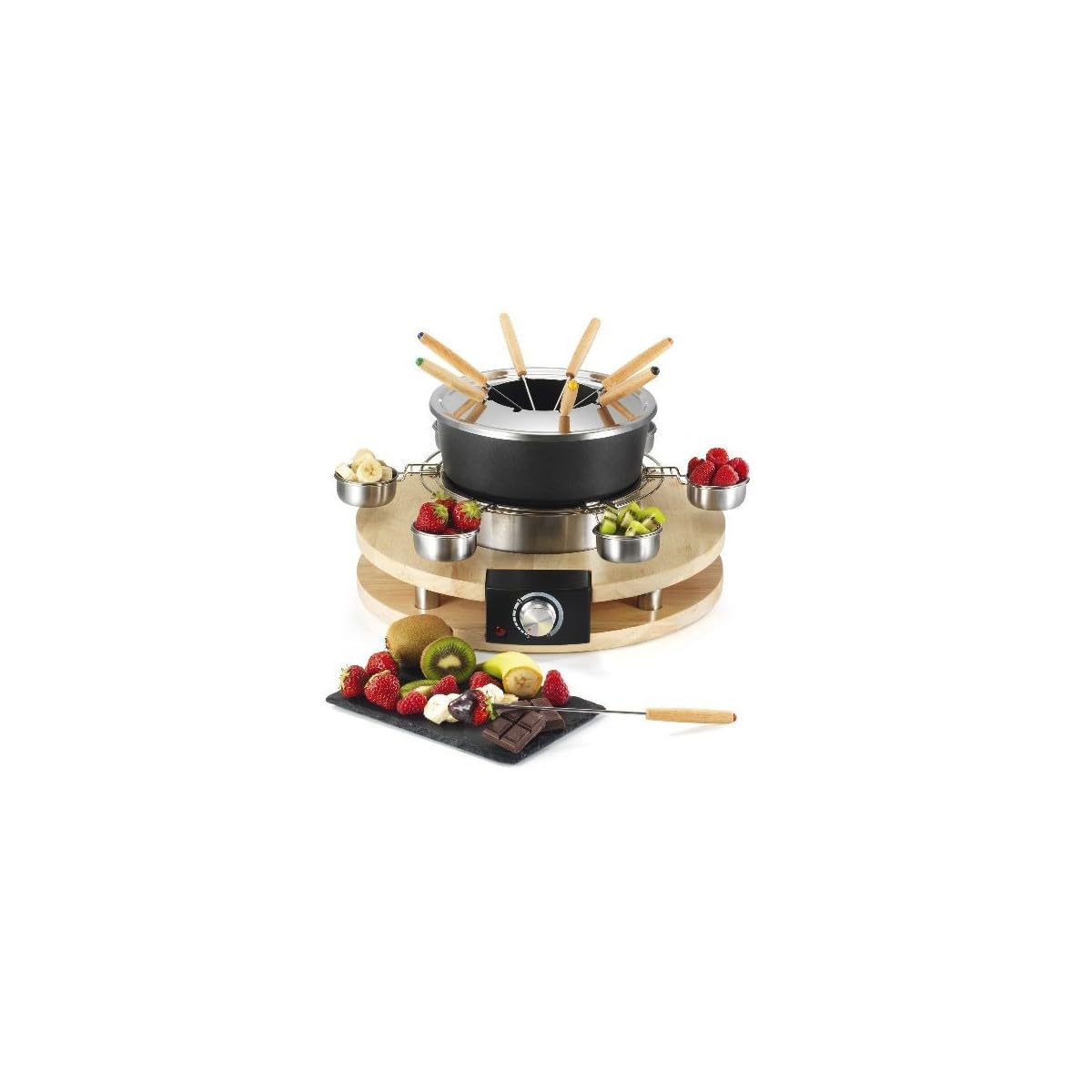 KITCHENCHEF Appareil à fondue 8 Personnes 1300W 2,7L 6 Coupelles incluses