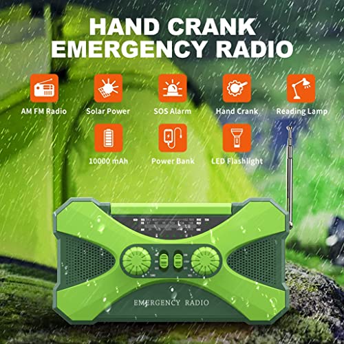 Emergency Weather Alert Radio, AM/FM/NOAA Weather Solar Handslingerradio met LED-zaklampen SOS Alarm Leeslamp USB-oplader Ideaal voor huishoudelijke en buitennoodgevallen (Color : Orange) - Image 3