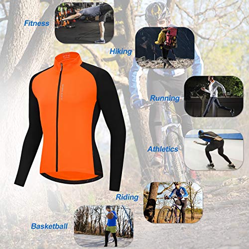 Jersey de ciclismo, Andoer Jérsei de ciclismo masculino respirável com zíper completo de mangas comp