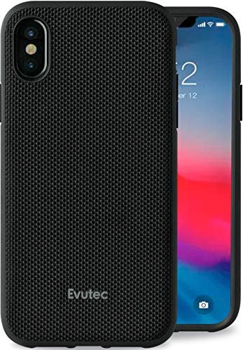 Evutec Compatible with X/Xs Unique Heavy Duty Case AERGO Series Ballistic Nylon + 3D TPU Interior Wireless Charging Compatible Premium Protective Phone Cover -Black (Magnetic Vent Mount Included)