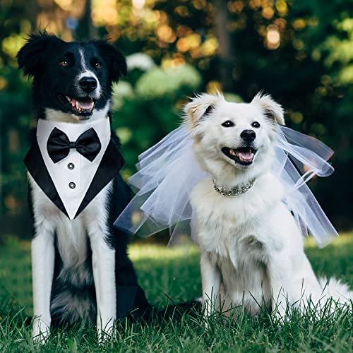 Hund Smoking Bandana Halsband, Formale Hochzeit Party Hund Hochzeit Bandana，Verstellbar Krawatte Haustier Anzug Fliege Bandana für Hochzeit Geburtstag Kostüme (L)