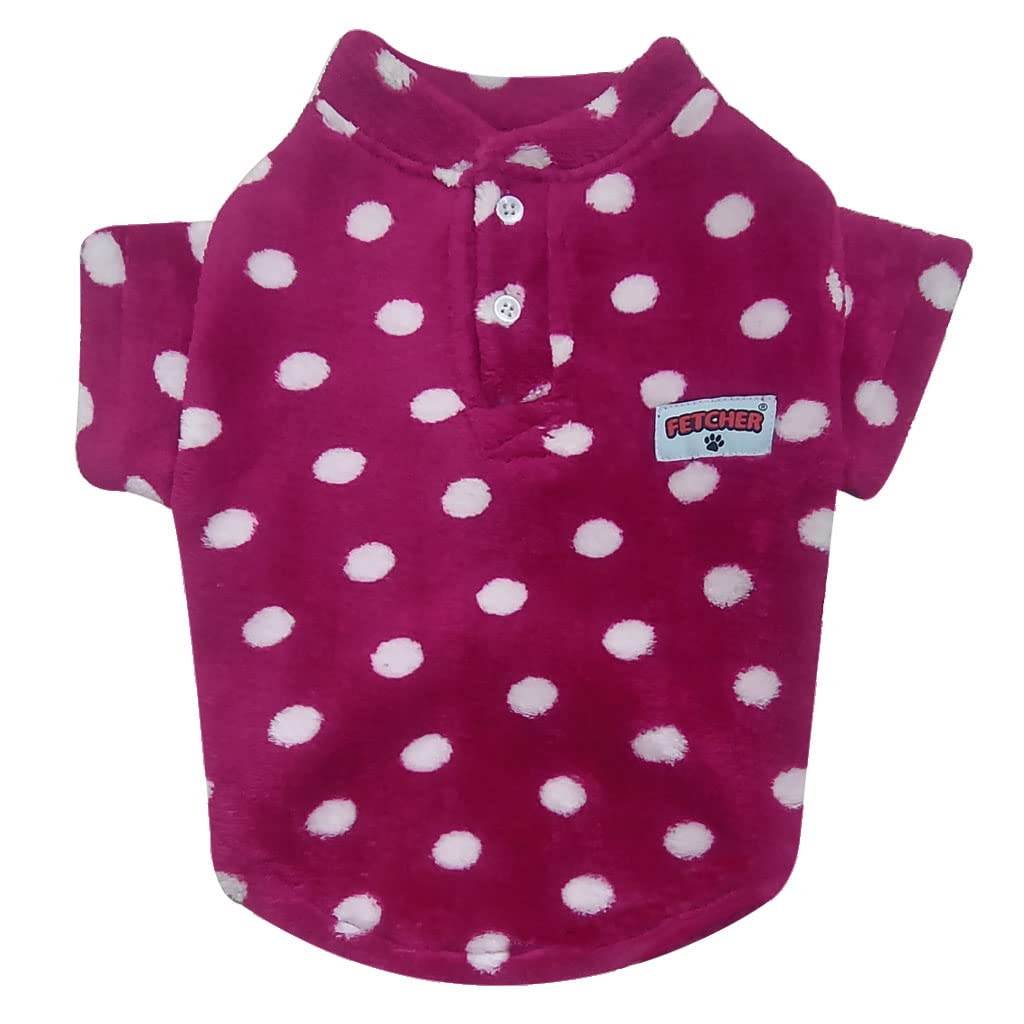 FETCHER Star Wine Colour Flannel Dog Costume Dog Cold Weather Coats Cat Apparel Doggie Clothes Pet High Collar Fleece Sweater Outfit Dog Thickened Warm Flannel Clothes (16" Medium) 1