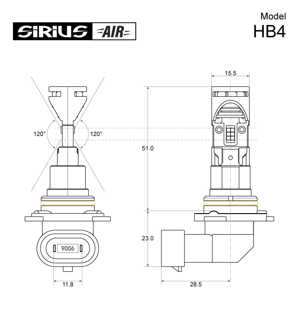 Sirius Kit 2 Lampadine LED HB4 9006 per Fari Anteriori 6500K, Ventola Integrata Silent, Sistema Raffreddamento XL AIR - Compatibile, Non Originale