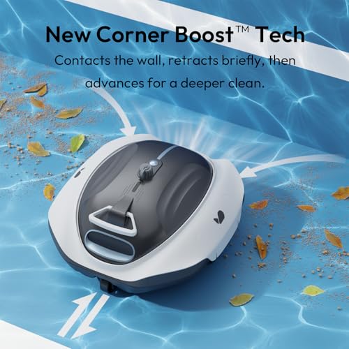 Image of BUBLUE Bubot 300P Coedless Pool Vacuum for Above Ground Pools, Robotic Pool Cleaner with Bluehole Suction, Dual Motors, DirtLock 2.0, Smart Sensor, Double Filtering, Up to 850 Sq.Ft, Light White