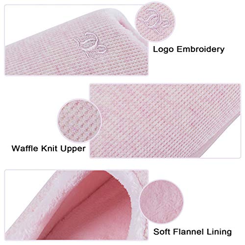 Dl Womens Memory Foam Ladies Slippers, Cozy Slip On Ladies House Slippers For Women Indoor Outdoor, Comfy Ladies Bedroom Slippers Warm Soft Flannel Lining Home Slippers Size 5-6 Pink #TOP1