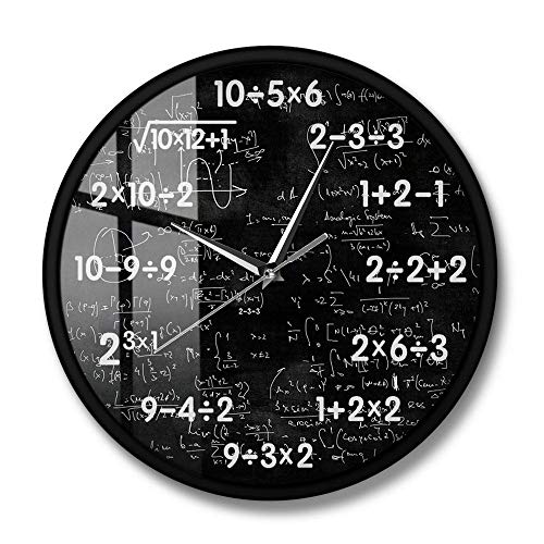 Math Class Black Chalkboard Silent Wall Clock Mathematics Classroom Wall Sign Math Equations Wall Watch Math Nerd Teacher Gift-M