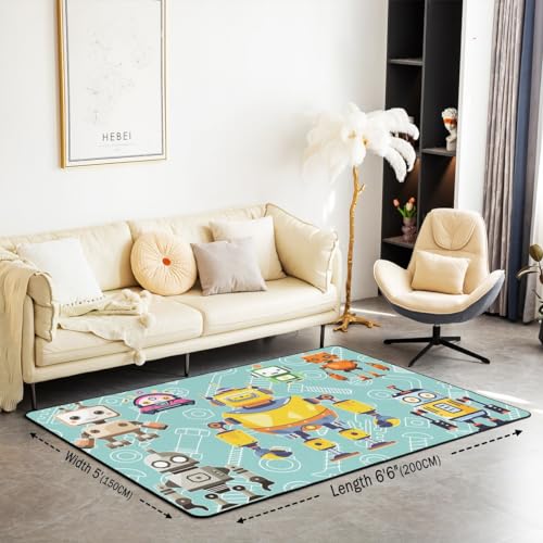 Tapis graffiti bleu sarcelle antidérapant pour chambre ado et enfant