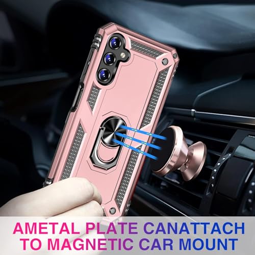 Image of for Samsung Galaxy S24 FE Case with Screen Protector, Military Grade Rugged Shockproof Galaxy S24 FE 5G Heavy Duty Protective Cover for Samsung S24 FE Magnetic Ring Kickstand Phone Case (Pink)