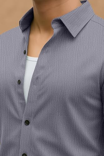 Image of Popcorn Textured Shirts for Men Grey XL