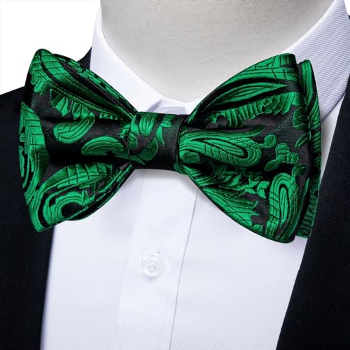 Juego de corbata de moño de seda paisley para hombre miniatura 2