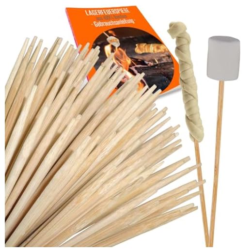 ORANGE DEAL 100 Lagerfeuerspieße 90 cm x Ø6mm aus Bambus zum Rösten von Stockbrot, Marshmallows, Bratwürsten Maiskolben für Gartenparty ohne Reinigen rostfrei