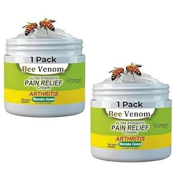 Bee Venom Ultra Strength Pain Relief Cream with Manuka Honey, Arthritis and Inflammation, White and Green, pc 2