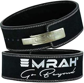 EMRAH Pro Buff Hide Leather Powerlifting Lever Buckle Gym Workout Fitness Weightlifting Belt for Men and Women | Durable Comfortable