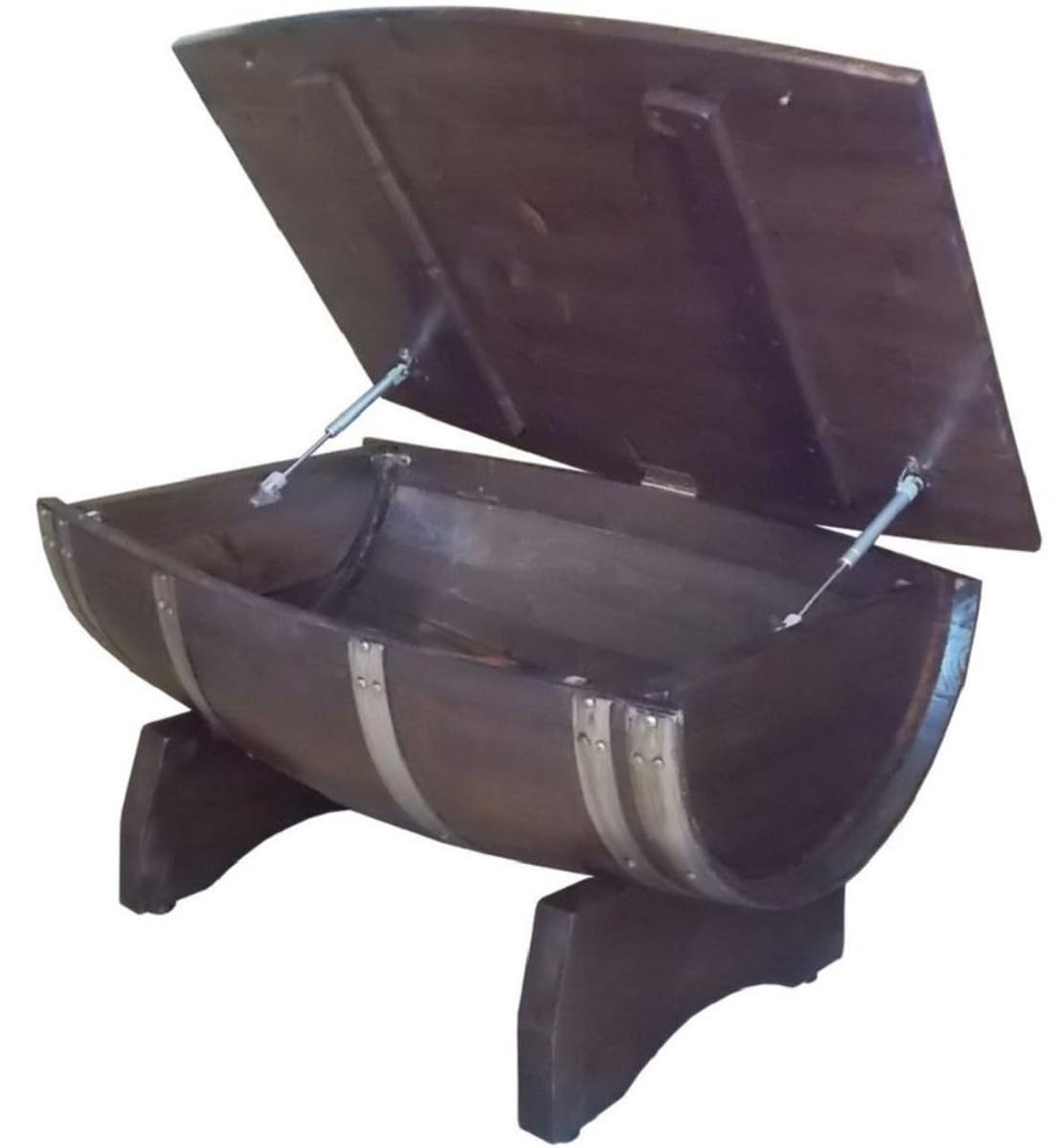 Casa Padrino Luksusowy stolik kawowy beczka brązowy/srebrny 100 x 86 x wys. 55 cm - stół beczka na wino z litego drewna ze składanym blatem - tarasy ogrodowe, meble gastronomiczne